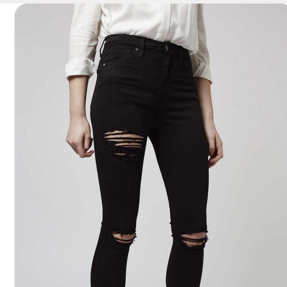 TOPSHOP MOTO New Jamie Hi Rise Skinny Jeans Denim Women's 26 GRAZER Black πHPπ - Picture 3 of 16